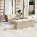 8-tlg. Garten-Sofagarnitur mit Kissen Beige Poly Rattan