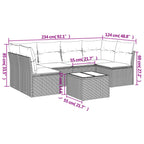 7-tlg. Garten-Sofagarnitur mit Kissen Grau Poly Rattan