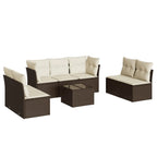 8-tlg. Garten-Sofagarnitur mit Kissen Braun Poly Rattan