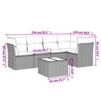 6-tlg. Garten-Sofagarnitur mit Kissen Braun Poly Rattan