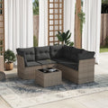 6-tlg. Garten-Sofagarnitur mit Kissen Grau Poly Rattan