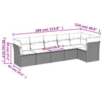 6-tlg. Garten-Sofagarnitur mit Kissen Beige Poly Rattan