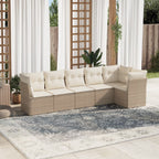 6-tlg. Garten-Sofagarnitur mit Kissen Beige Poly Rattan