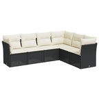 6-tlg. Garten-Sofagarnitur mit Kissen Schwarz Poly Rattan