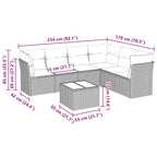 7-tlg. Garten-Sofagarnitur mit Kissen Schwarz Poly Rattan