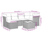 7-tlg. Garten-Sofagarnitur mit Kissen Braun Poly Rattan