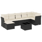 8-tlg. Garten-Sofagarnitur mit Kissen Schwarz Poly Rattan