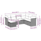 7-tlg. Garten-Sofagarnitur mit Kissen Schwarz Poly Rattan