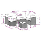 8-tlg. Garten-Sofagarnitur mit Kissen Schwarz Poly Rattan