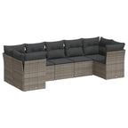 7-tlg. Garten-Sofagarnitur mit Kissen Grau Poly Rattan