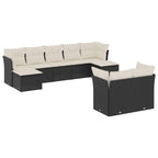 9-tlg. Garten-Sofagarnitur mit Kissen Schwarz Poly Rattan