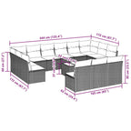 14-tlg. Garten-Sofagarnitur mit Kissen Schwarz Poly Rattan