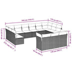 13-tlg. Garten-Sofagarnitur mit Kissen Schwarz Poly Rattan