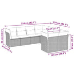 8-tlg. Garten-Sofagarnitur mit Kissen Hellgrau Poly Rattan