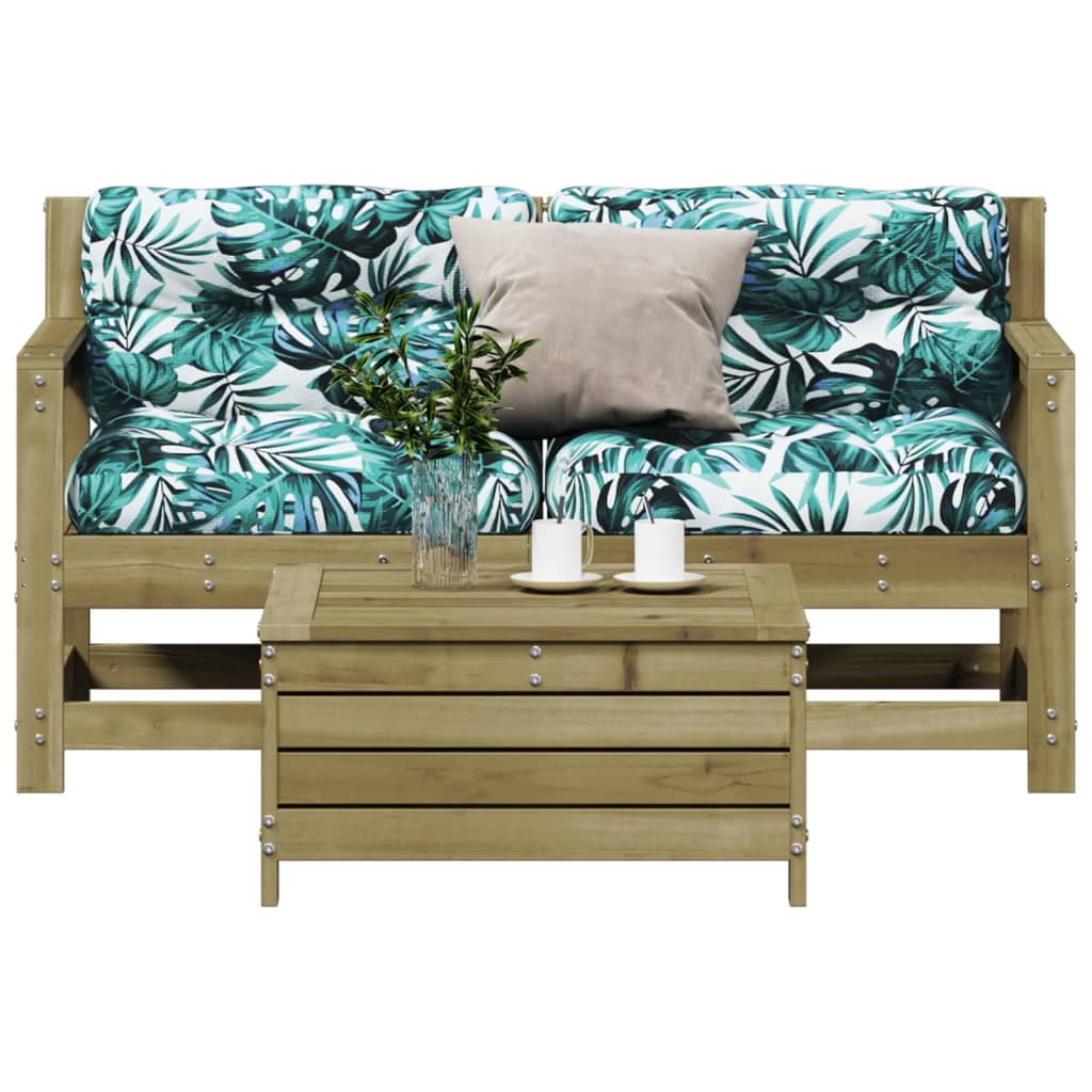 3-tlg. Garten-Lounge-Set mit Kissen Kiefernholz Imprägniert