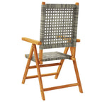 Gartenstuhl Verstellbar 4 Stk. Grau Poly Rattan Massivholz