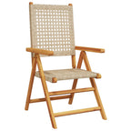 Gartenstuhl Verstellbar 8 Stk. Beige Poly Rattan Massivholz