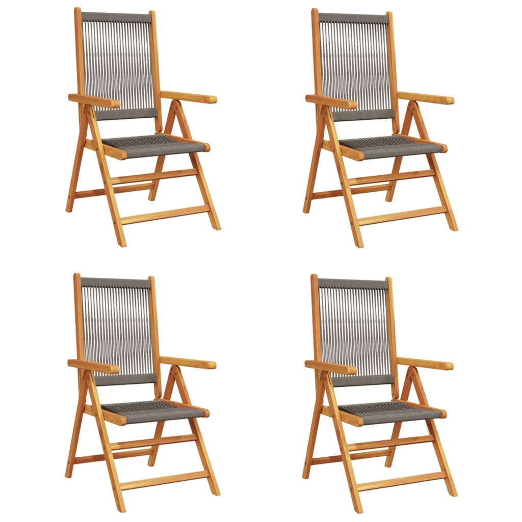 Gartenstuhl Verstellbar 4 Stk. Grau Massivholz Akazie