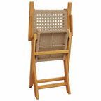Gartenstühle 4 Stk. Klappbar Beige Poly Rattan & Massivholz