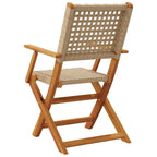 Gartenstühle 8 Stk. Klappbar Beige Poly Rattan & Massivholz