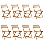 Gartenstühle 8 Stk. Klappbar Beige Poly Rattan & Massivholz