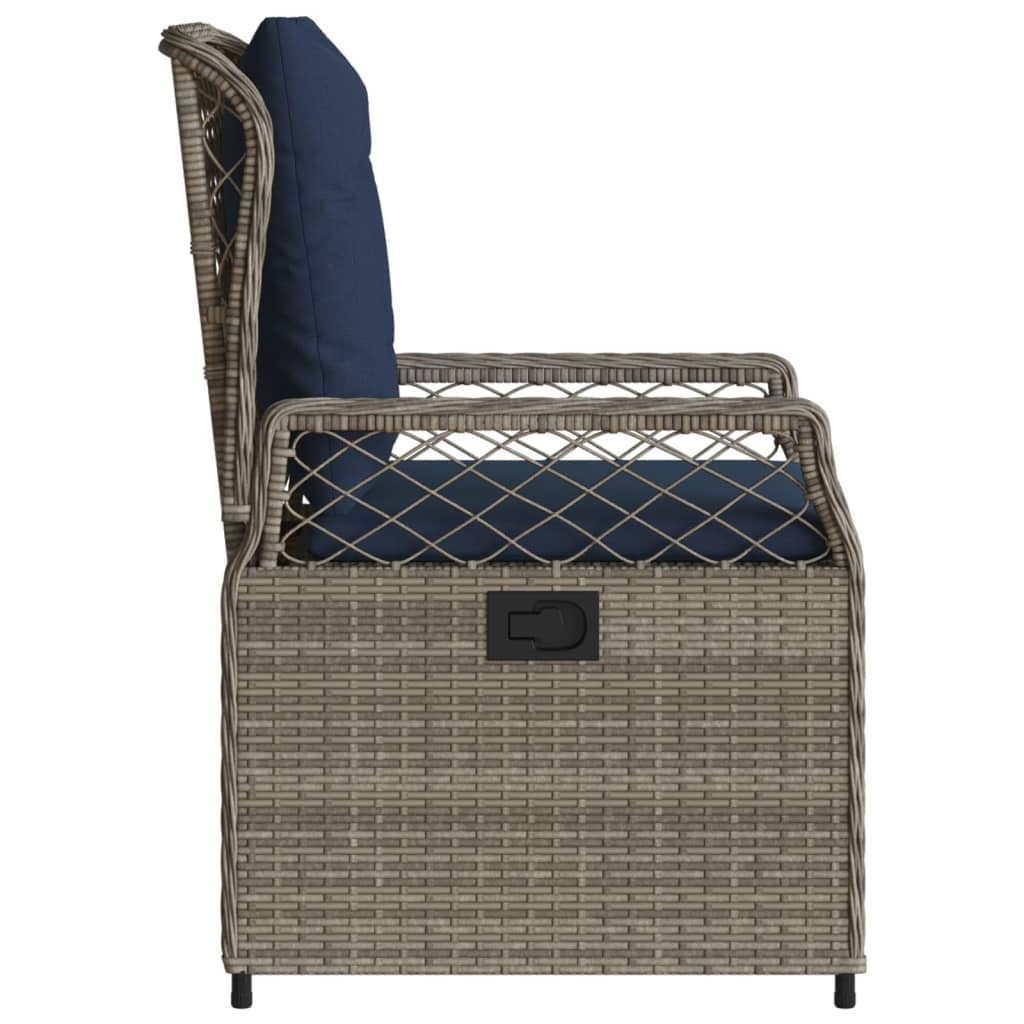 Liegende Gartenstühle 2 Stk. Grau Poly Rattan