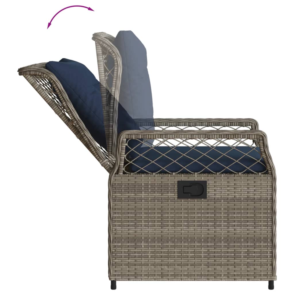 Liegende Gartenstühle 2 Stk. Grau Poly Rattan