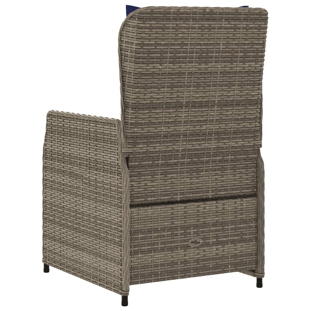 Liegende Gartenstühle 2 Stk. Grau Poly Rattan