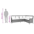 Gartensofa in L-Form mit Kissen Schwarz Poly Rattan