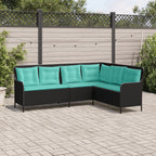 Gartensofa mit Kissen L-förmig Schwarz Polyrattan