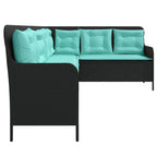 Gartensofa mit Kissen L-förmig Schwarz Polyrattan