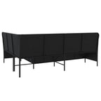 Gartensofa mit Kissen L-förmig Schwarz Polyrattan