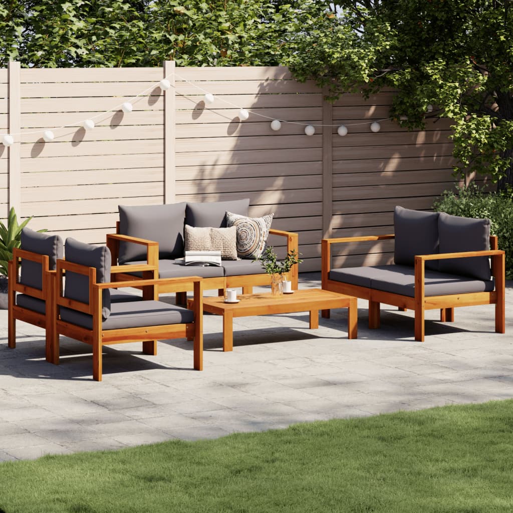 5-tlg. Garten-Sofagarnitur mit Kissen Massivholz Akazie