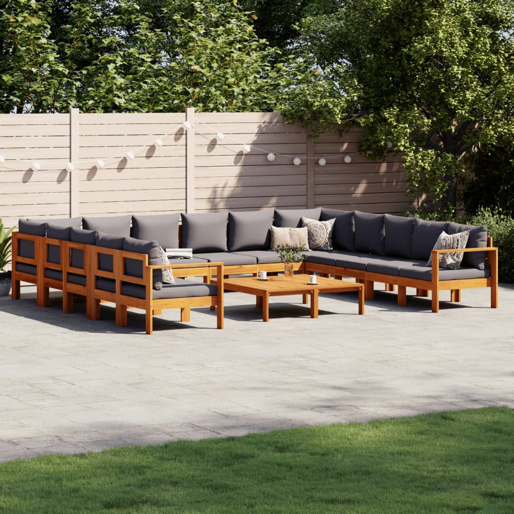 10-tlg. Garten-Sofagarnitur mit Kissen Massivholz Akazie