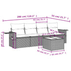 5-tlg. Garten-Sofagarnitur mit Kissen Braun Poly Rattan