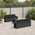 7-tlg. Garten-Sofagarnitur mit Kissen Schwarz Poly Rattan