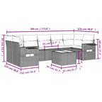 8-teiliges Gartensofa-Set mit Kissen, grau, Polyrattan