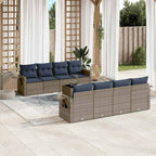 9-teiliges Gartensofa-Set mit Kissen, grau, Polyrattan