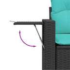 9-teiliges Gartensofa-Set mit Kissen, schwarzes Polyrattan