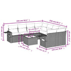 9-teiliges Gartensofa-Set mit Kissen, grau, Polyrattan