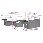 9-tlg. Garten-Sofagarnitur mit Kissen Hellgrau Poly Rattan