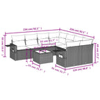 9-tlg. Garten-Sofagarnitur mit Kissen Braun Poly Rattan
