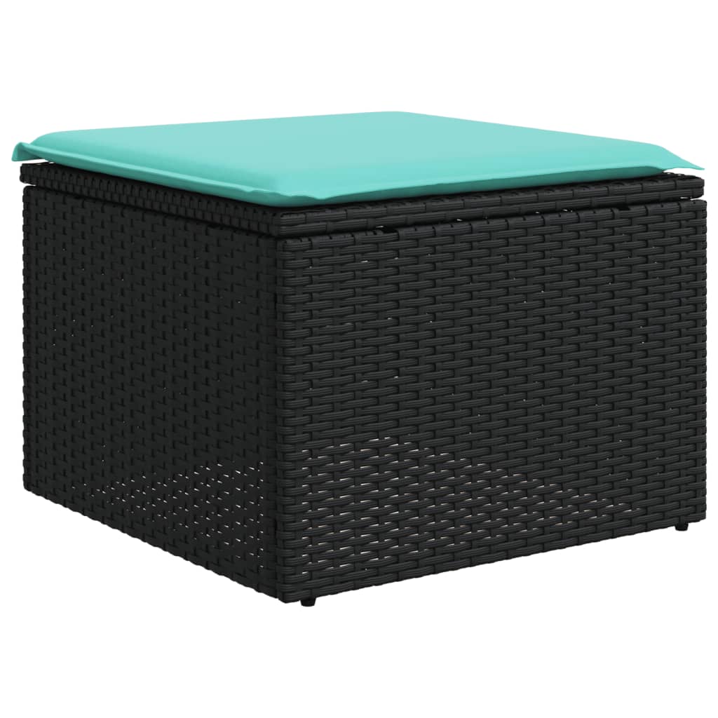 4-teiliges Gartensofa-Set mit Kissen, schwarzes Polyrattan