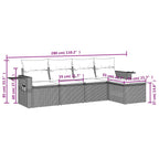 5-tlg. Garten-Sofagarnitur mit Kissen Schwarz Poly Rattan