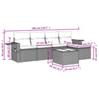 6-teiliges Gartensofa-Set mit Kissen, braun, Polyrattan