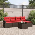 6-teiliges Gartensofa-Set mit Kissen, braun, Polyrattan