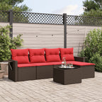 6-teiliges Gartensofa-Set mit Kissen, braun, Polyrattan
