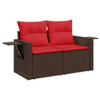 4-teiliges Gartensofa-Set mit Kissen, braun, Polyrattan