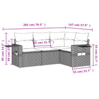4-teiliges Gartensofa-Set mit Kissen, braun, Polyrattan
