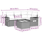 5-tlg. Garten-Sofagarnitur mit Kissen Hellgrau Poly Rattan